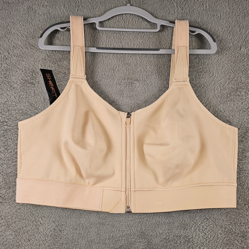 Shefit Ultimate Sports Bra 4Luxe High Impact Zip Front Sand Beige 110003 NEW